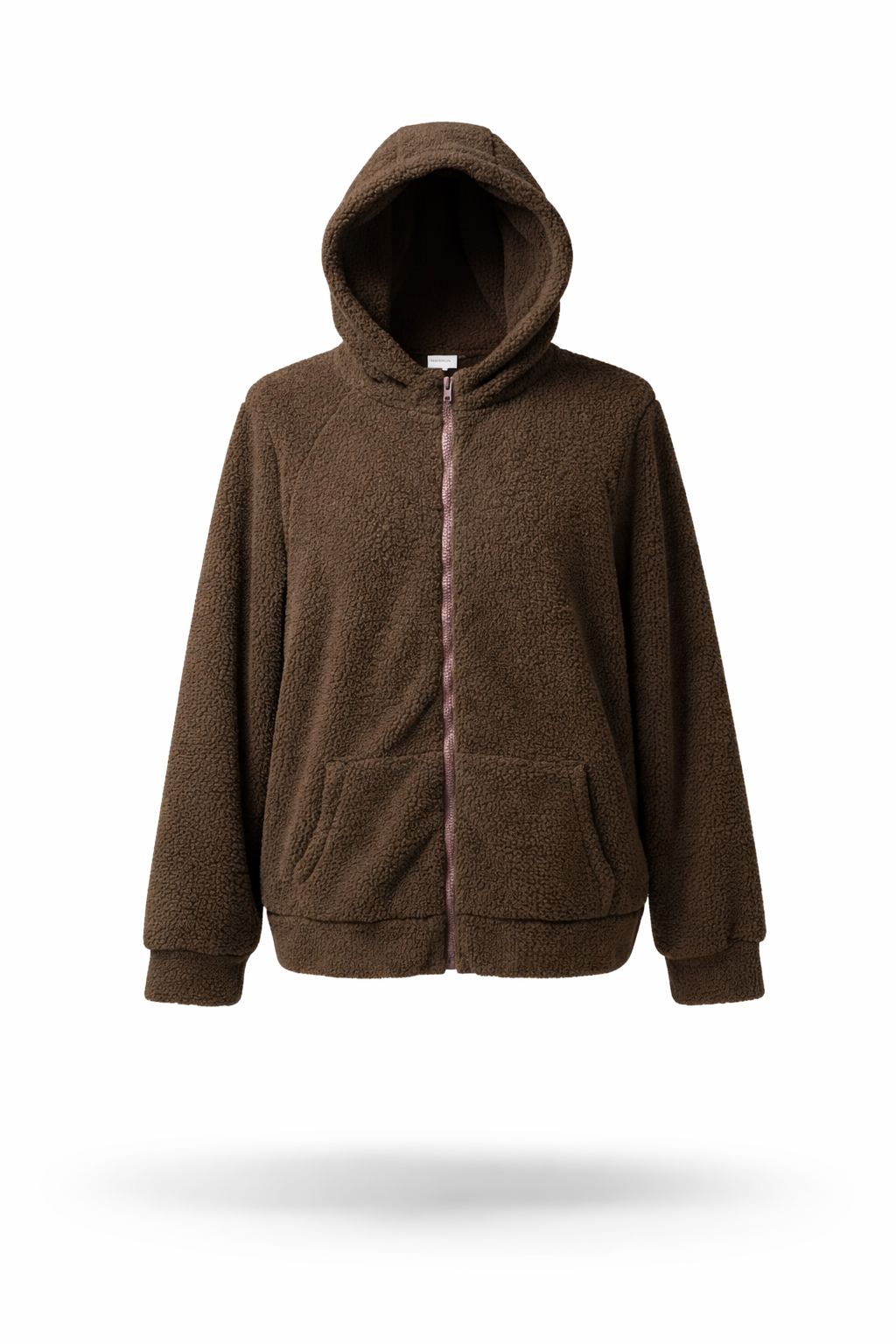 Cozy Chocolate Brown Teddy Borg Zip-Up Hoodie