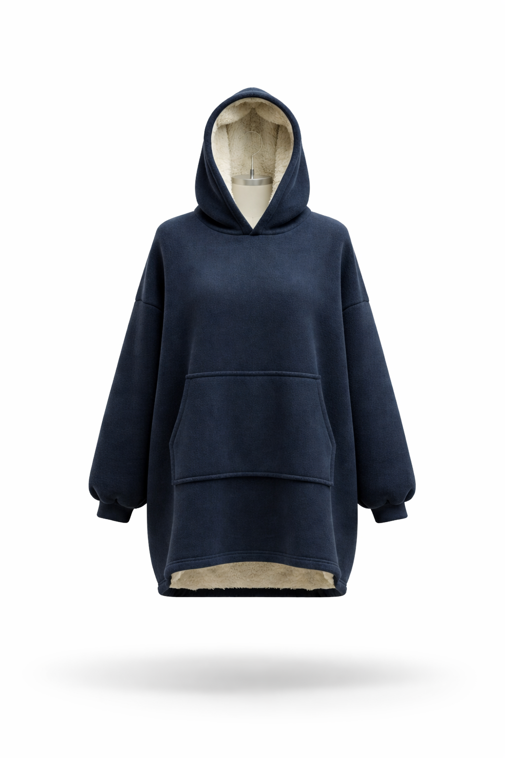 Ultra-Plush Sherpa Lined Oversized Wearable Blanket Hoodie - Navy Blue