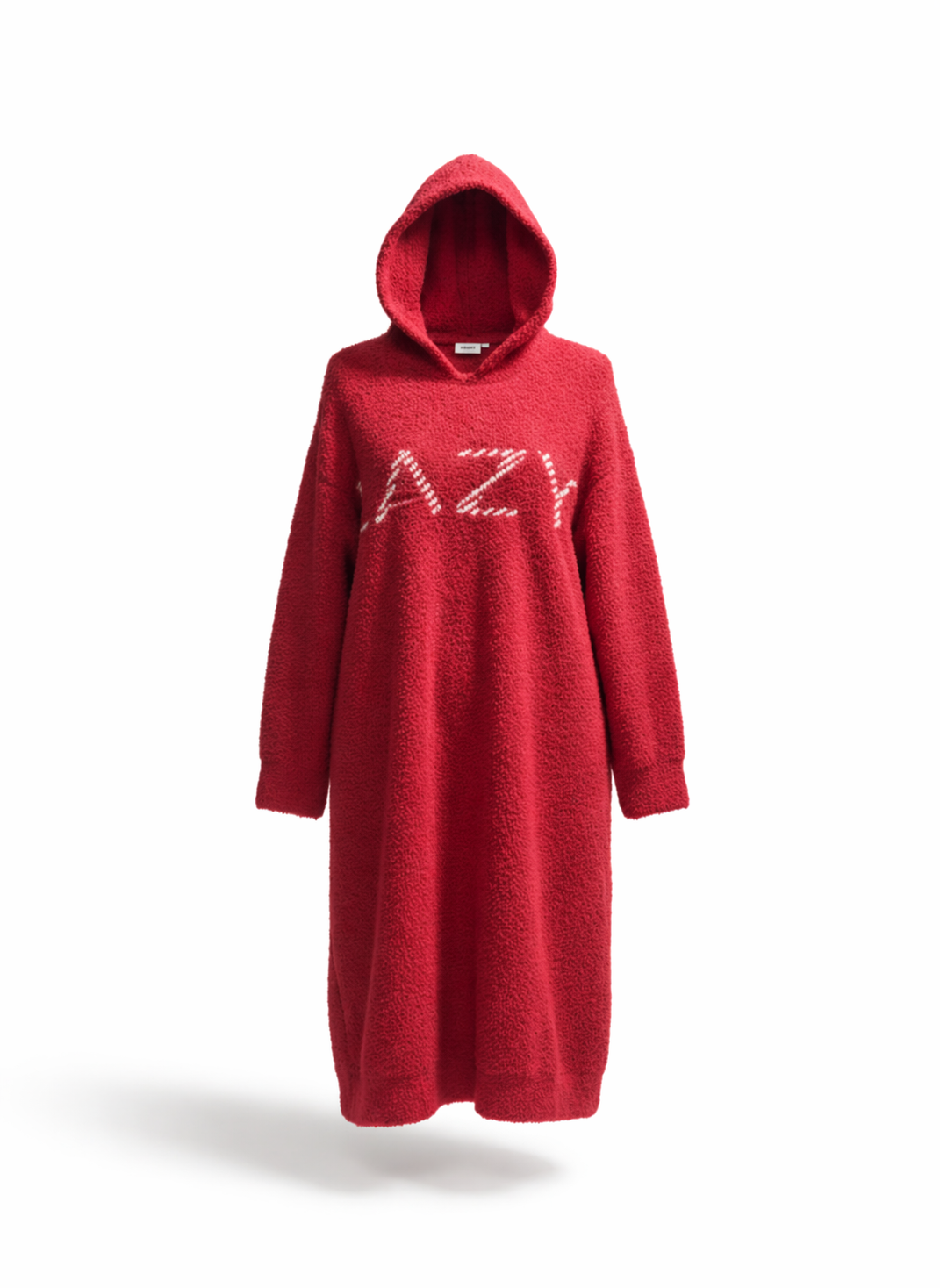 Story Women Red Lazy Embroidered Plush Hooded Loungewear Dress