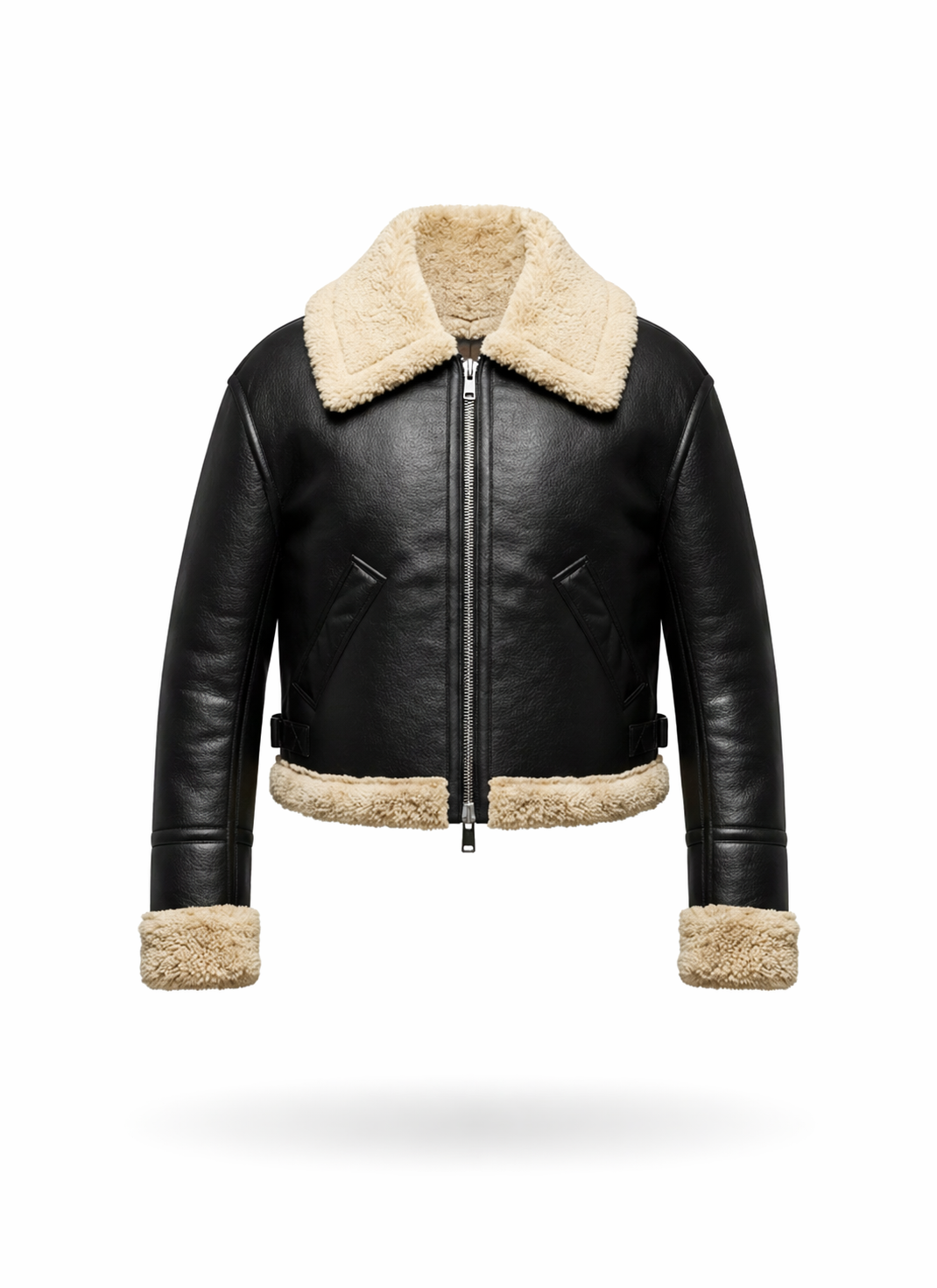 Midnight Frost Faux Shearling Aviator Jacket