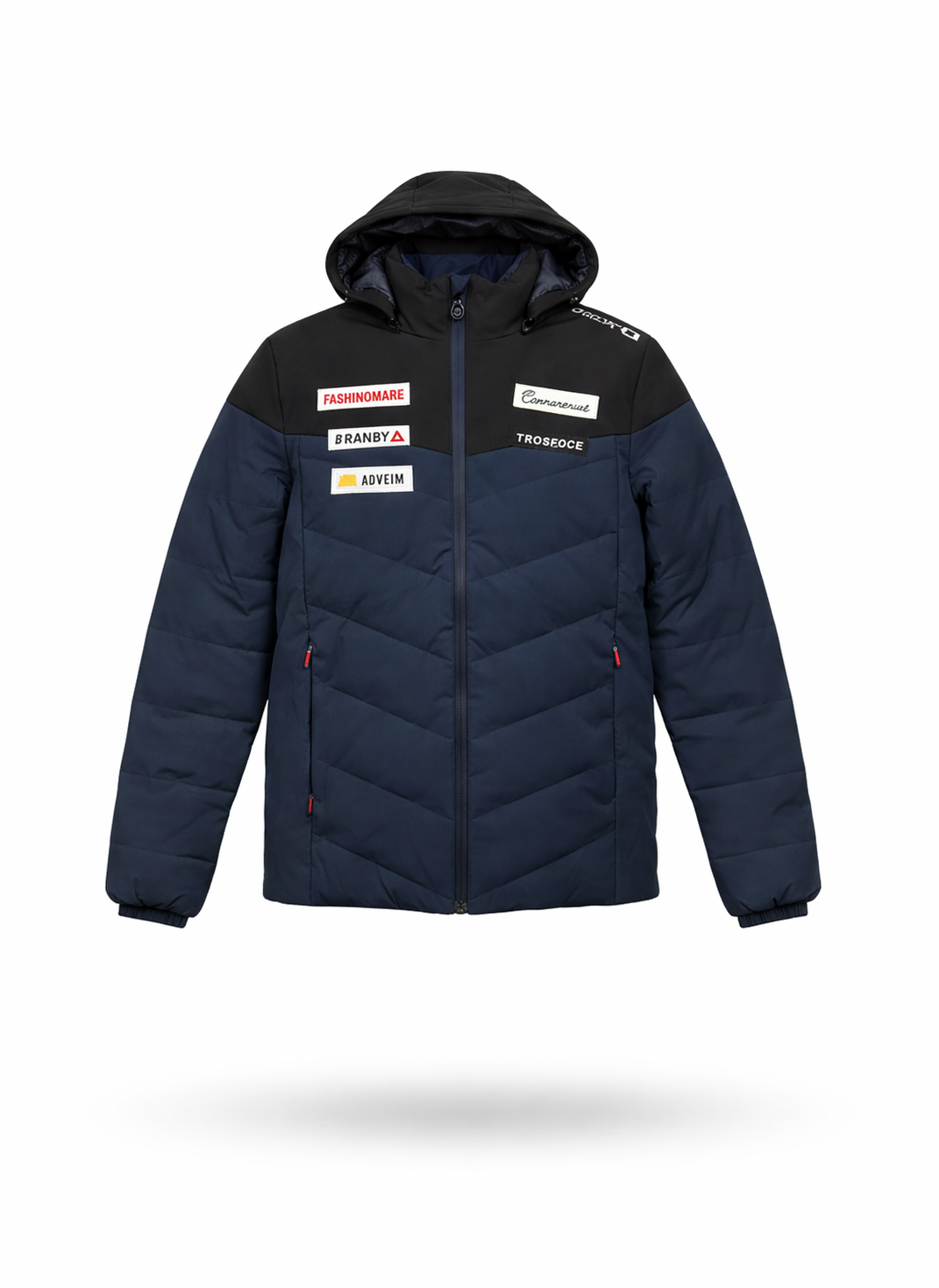 Fashinomare Men's Navy & Black Padded Puffer Jacket with Hood