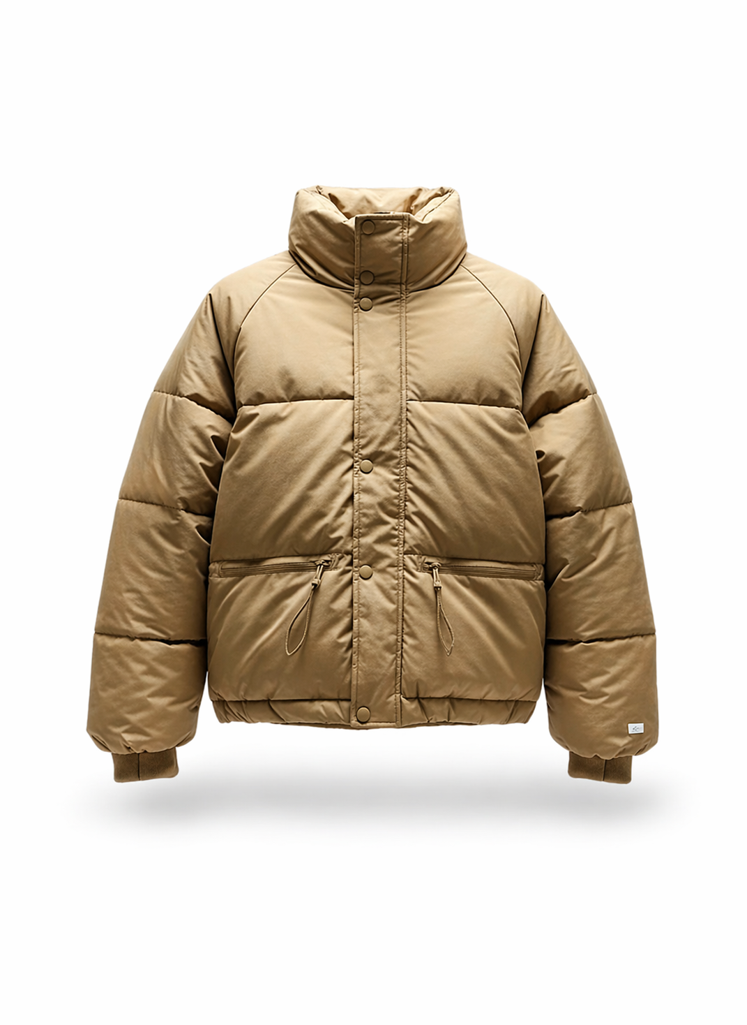 Urban Explorer Men's Tan Quilted Funnel Neck Puffer Jacket