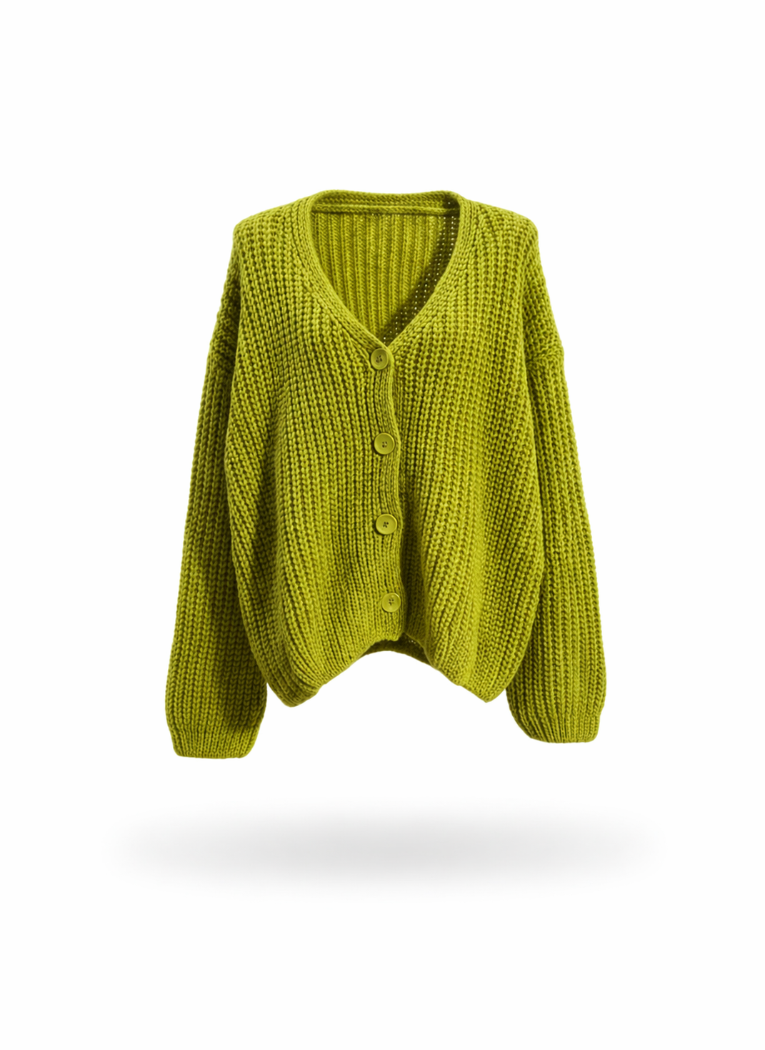 Citrus Bloom Chunky Knit Oversized V-Neck Cardigan