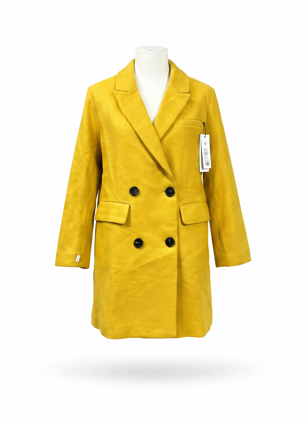 Mustard Yellow Double Breasted Structured Woolen Overcoat