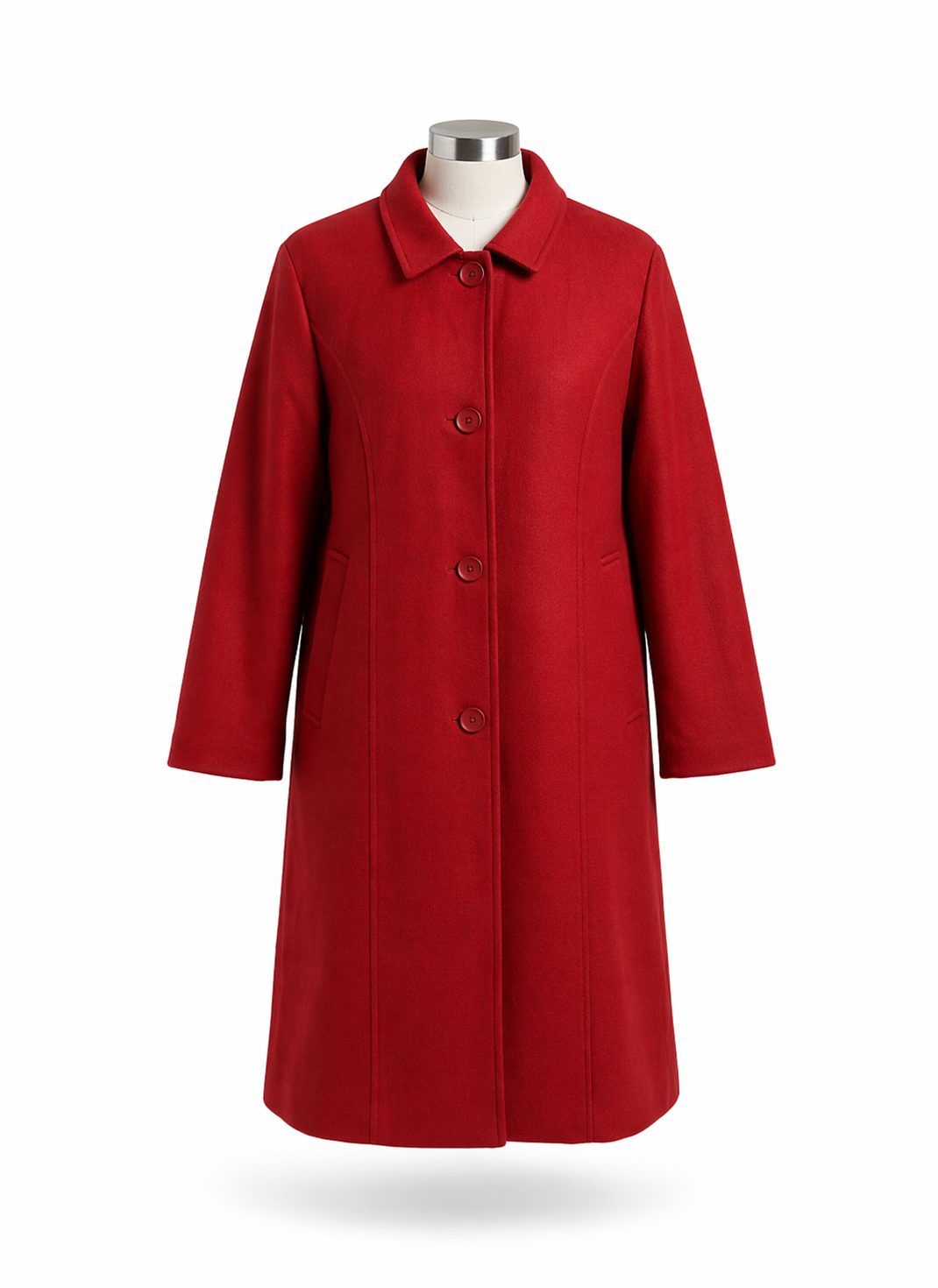 Classic Crimson Wool-Blend Overcoat