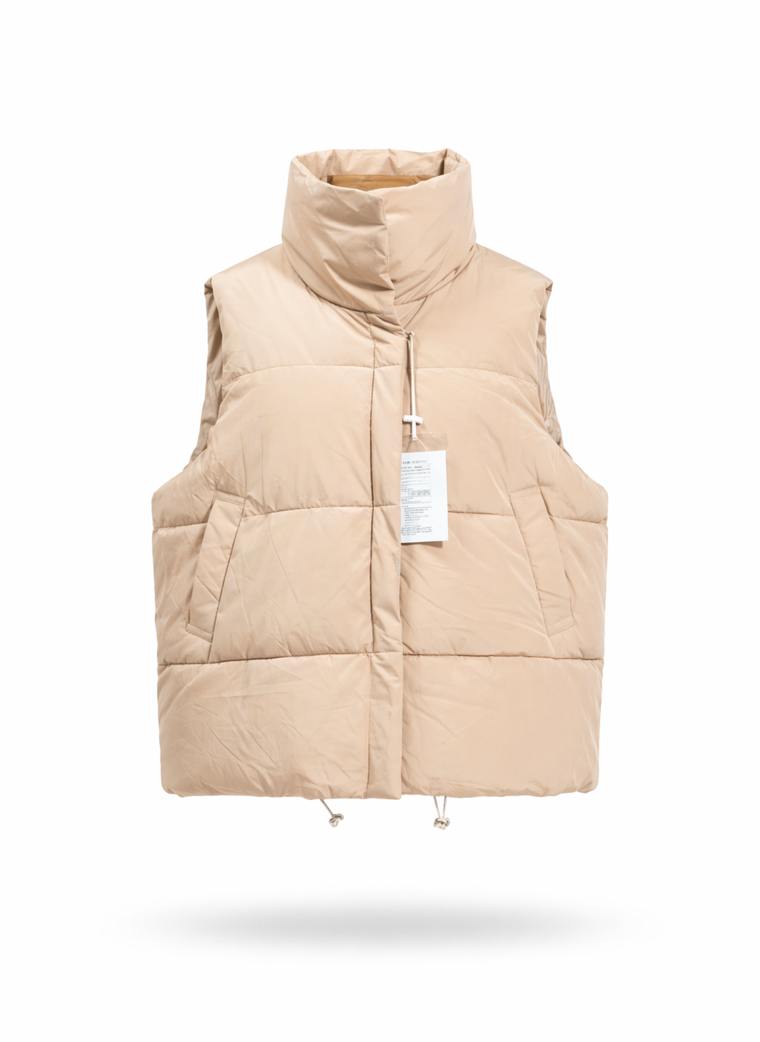 Urban Chic Beige High-Neck Padded Puffer Gilet