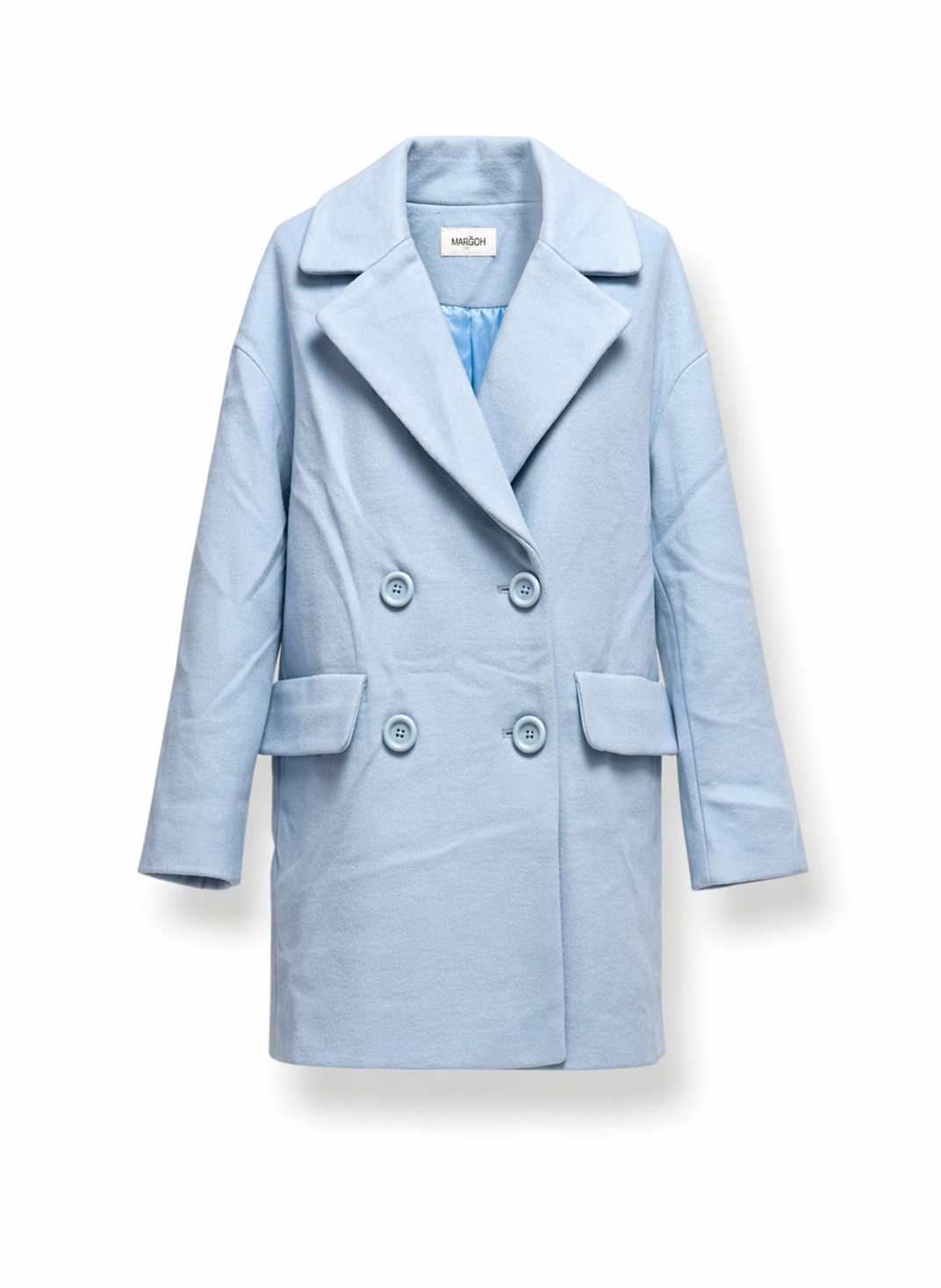 MARGOH Women Powder Blue Double Breasted Overcoat