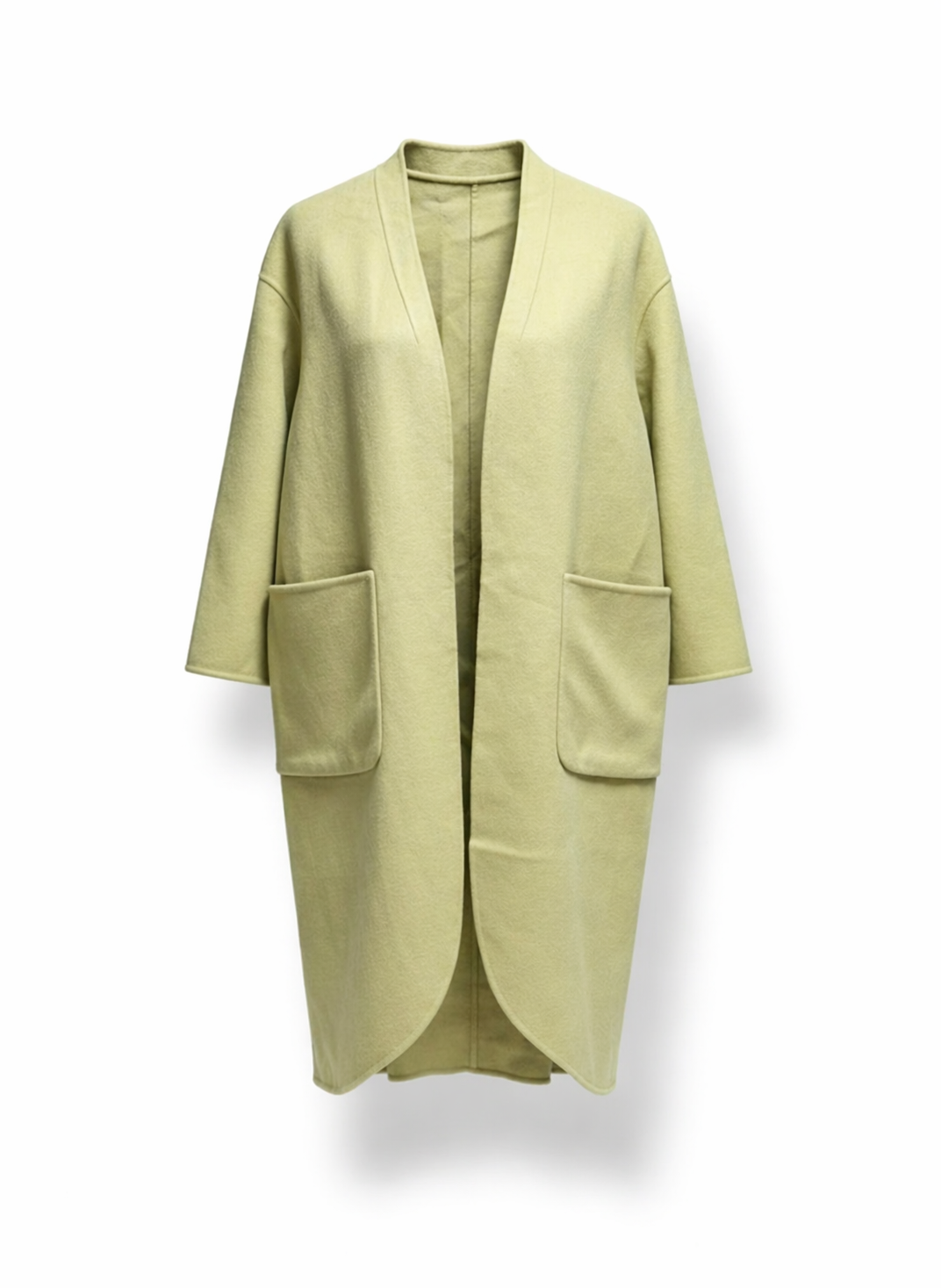 Women's Pistachio Green Longline Open Front Shrug with Patch Pockets