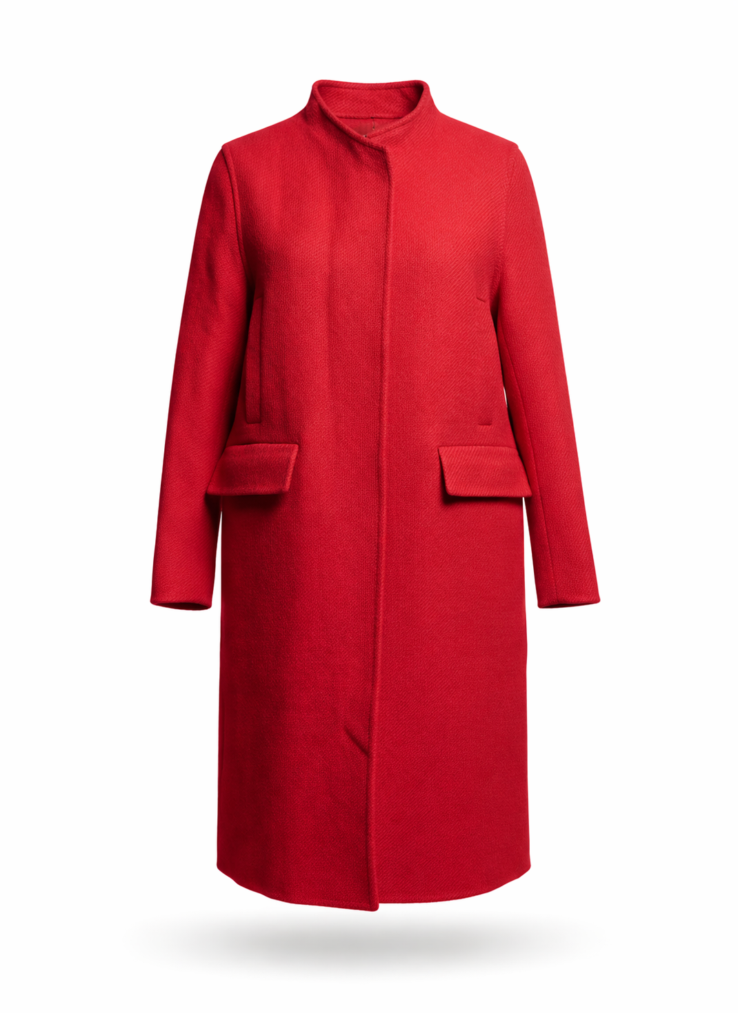 Womens Radiant Red Wool-Blend Longline Overcoat