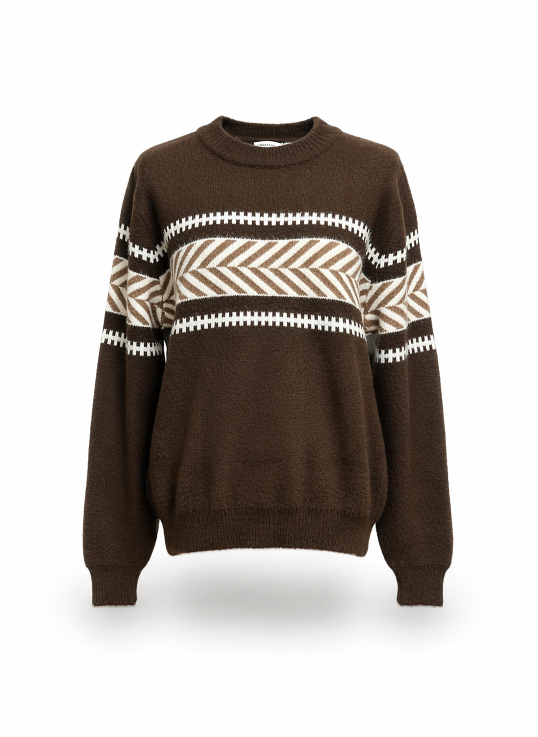 Earthbound Geometric Patterned Crew Neck Sweater