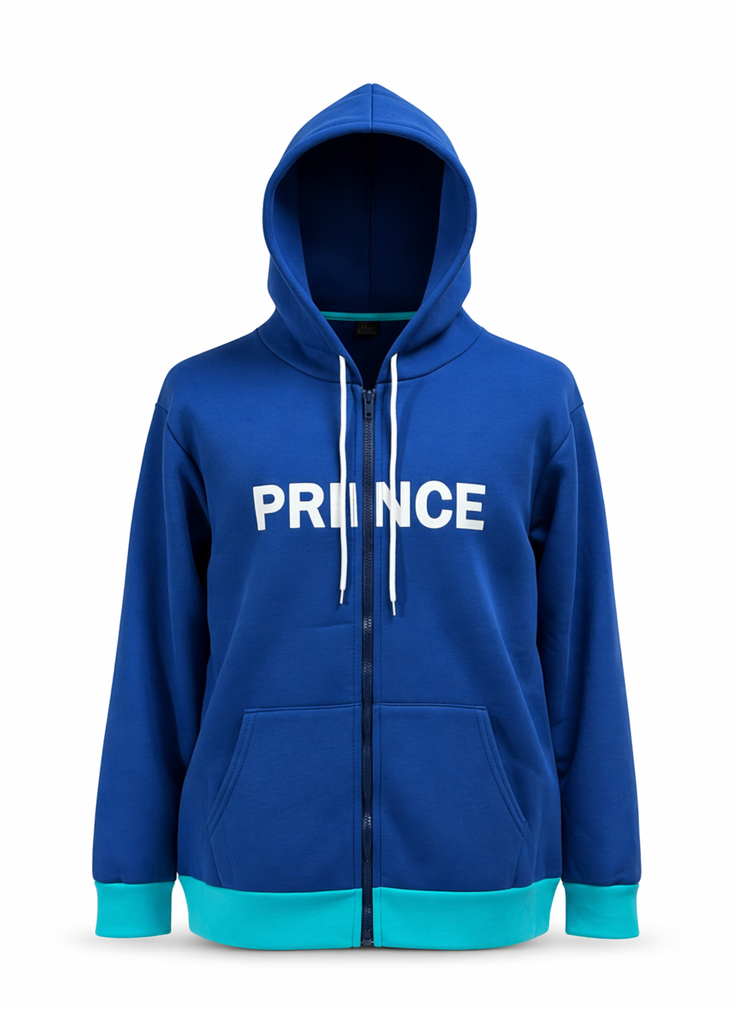 Prince Royal Blue Sporty Full-Zip Contrast Hoodie