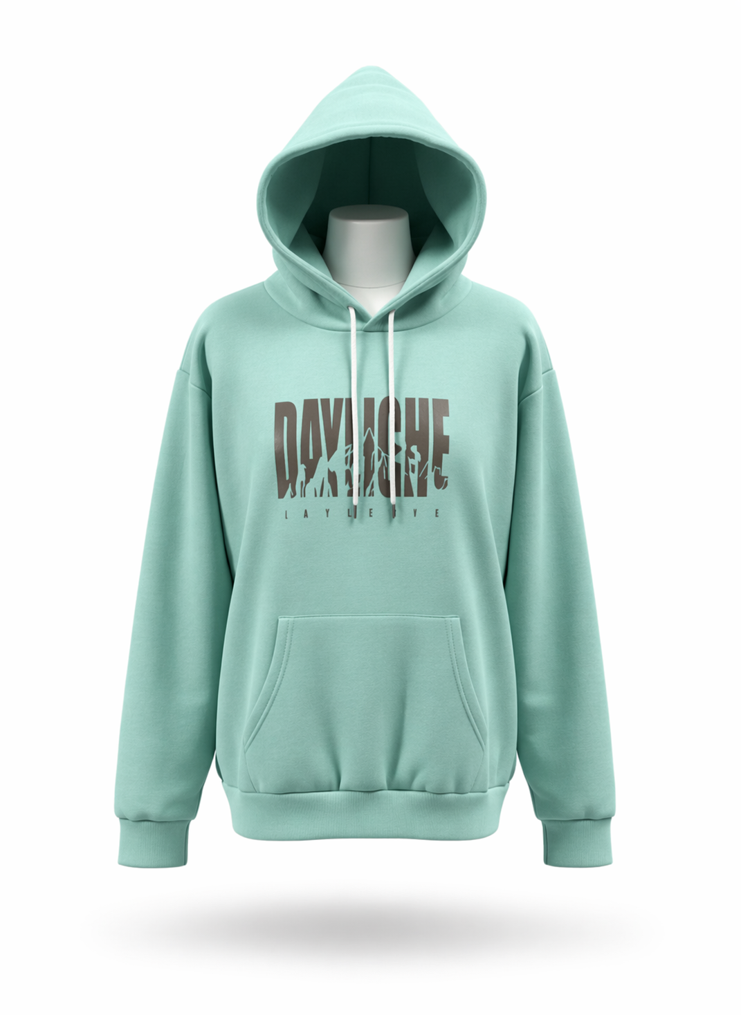 Daylight Mountain Graphic Print Mint Green Hoodie
