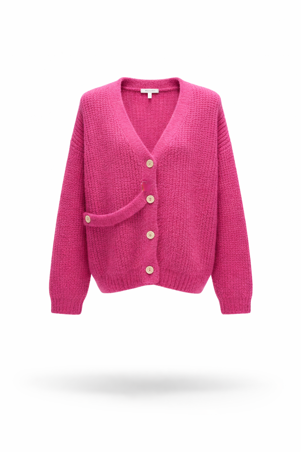 People Tree Magenta Textured Knit Cardigan with Strap Detail