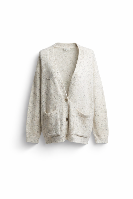 Women's Speckled V-Neck Button-Front Knit Cardigan