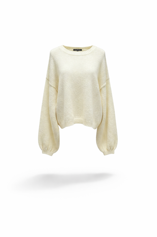 Cream Cloud Balloon Sleeve Premium Knitted Sweater