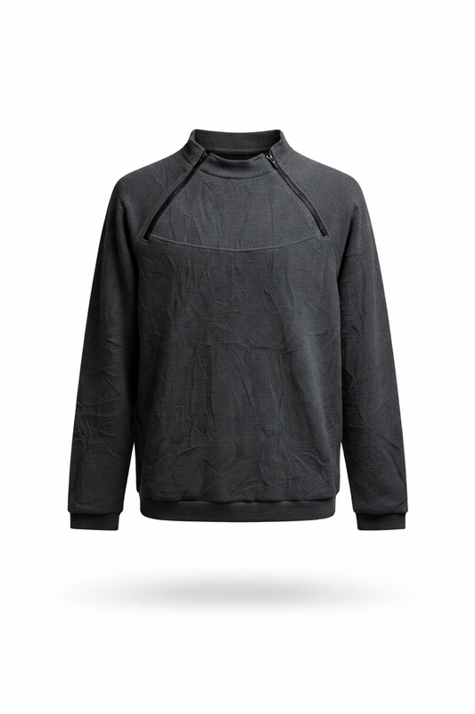 Urban Charcoal Dual-Zip Mock Neck Sweatshirt