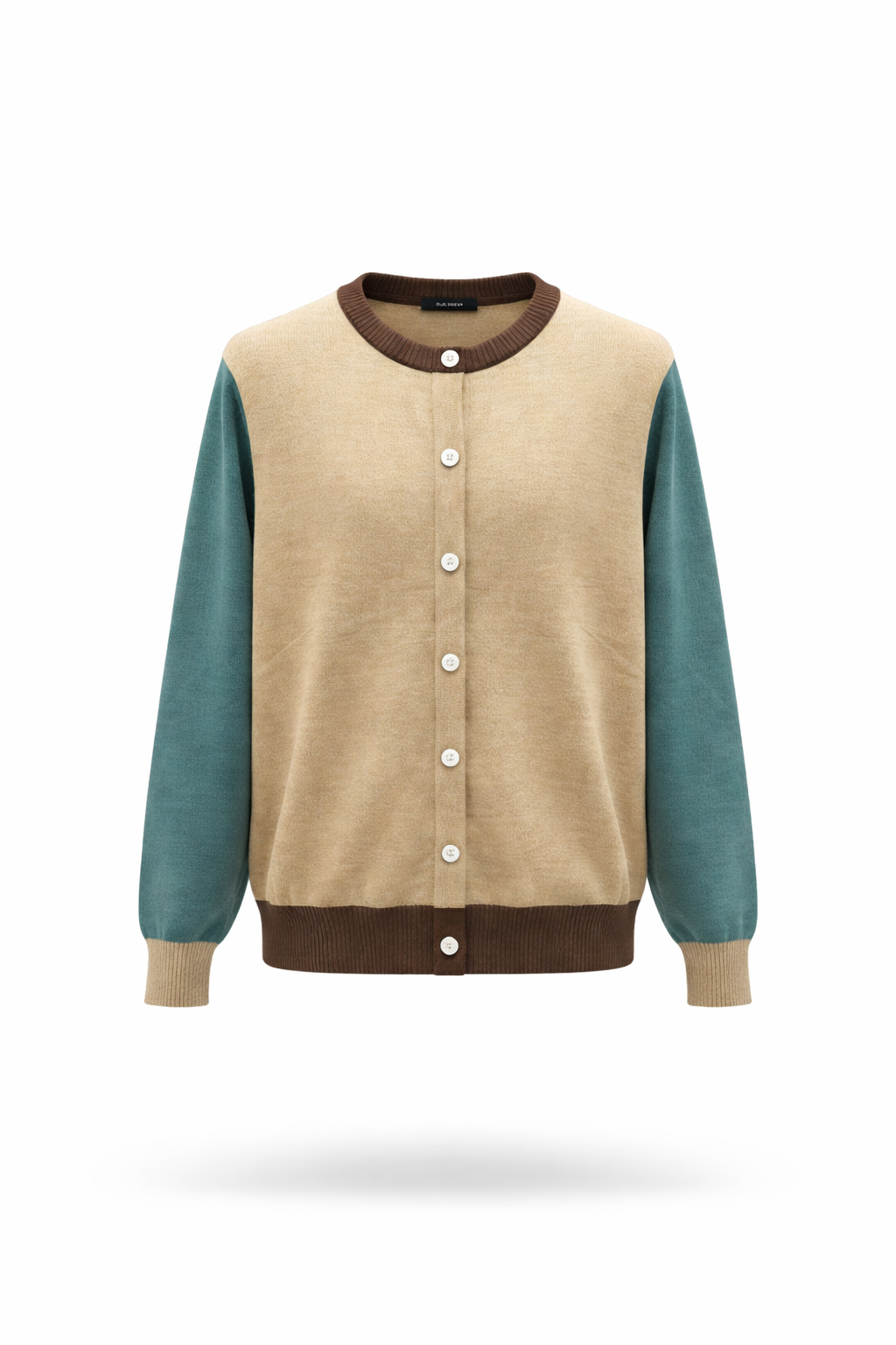 Women's Earthy Tone Color-Blocked Button-Down Cardigan
