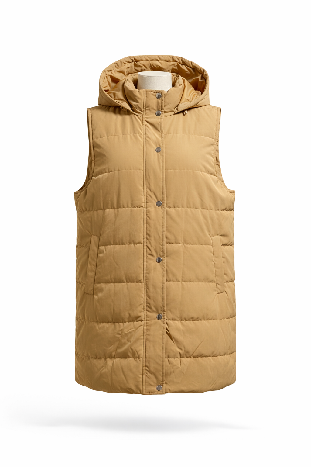 Mustard Longline Hooded Puffer Gilet