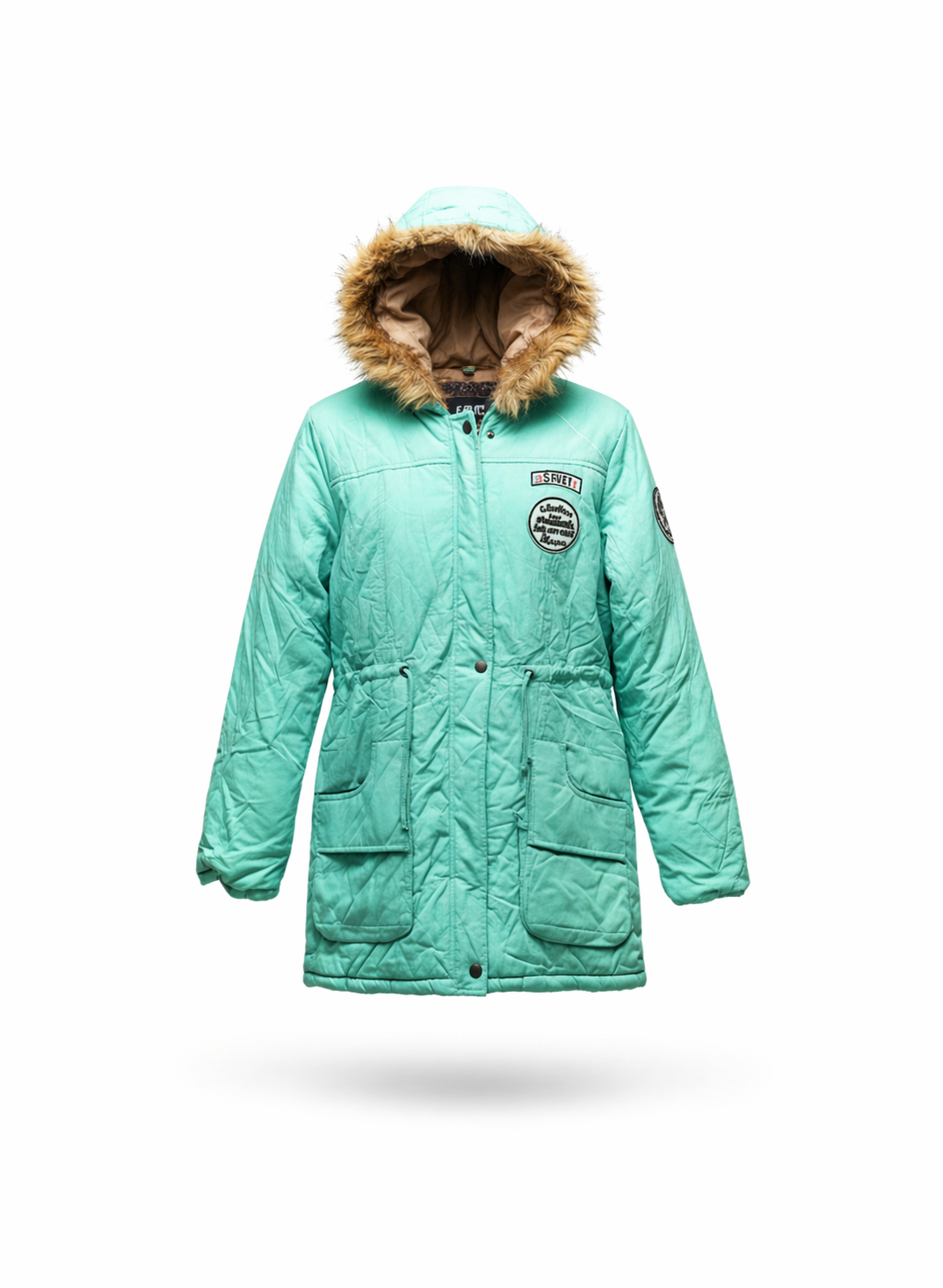 Urban Frost Mint Green Faux Fur Hooded Parka Jacket
