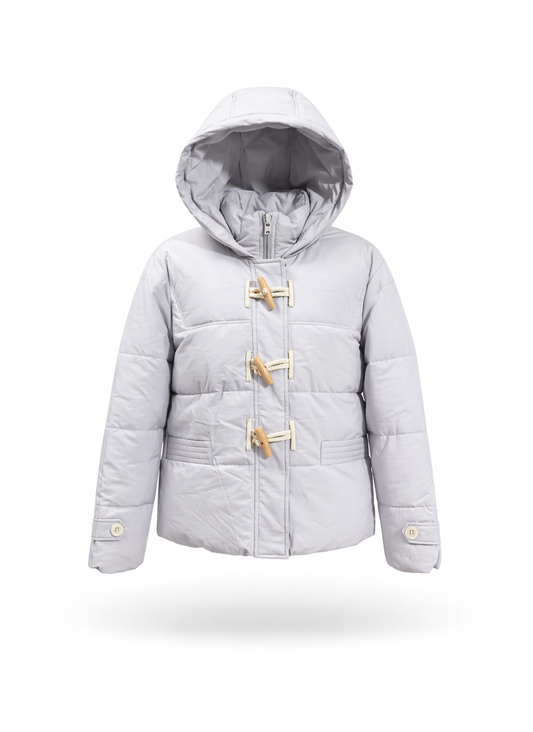 Arctic Frost Hooded Puffer Jacket with Toggle Fasteners