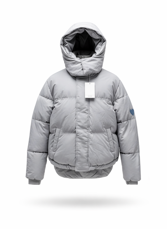 Arctic Frost Men's Insulated Hooded Puffer Jacket - Slate Grey