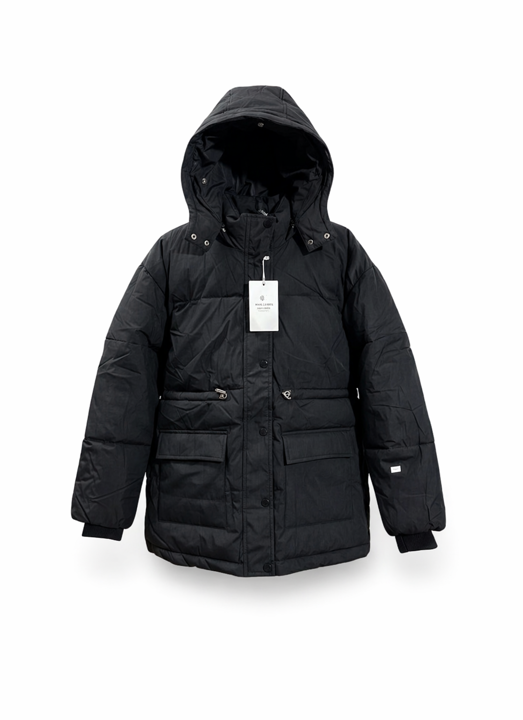 Men Black Solid Quilted Hooded Puffer Jacket