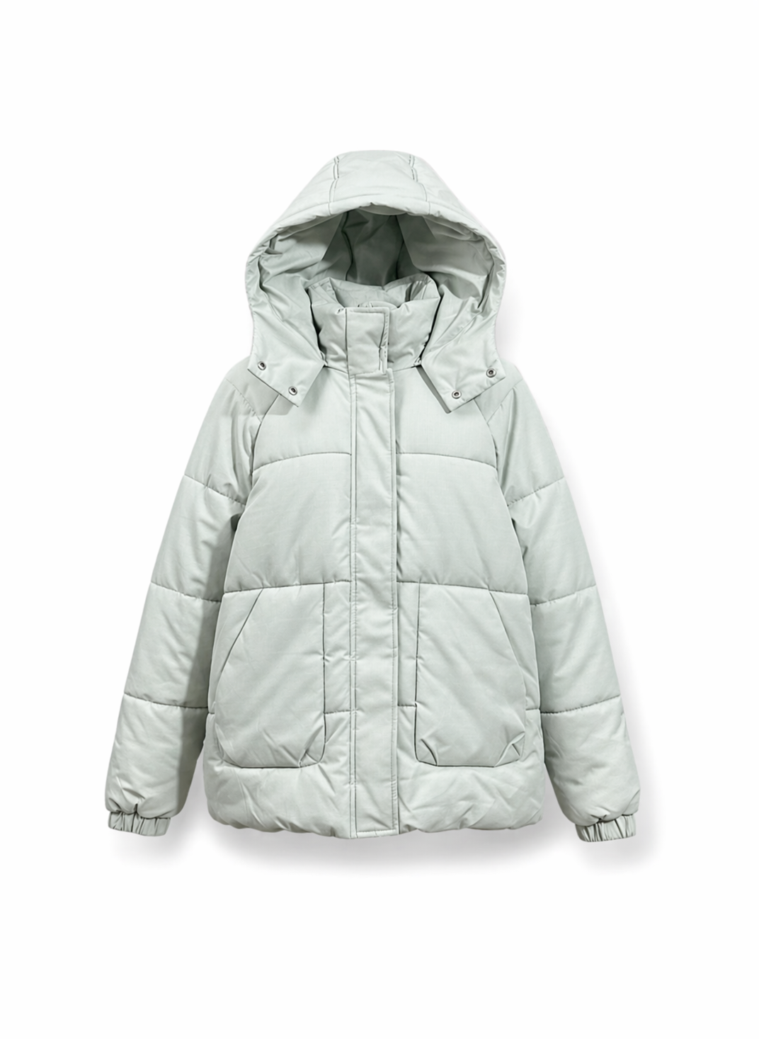 Sage Green Quilted Hooded Puffer Jacket