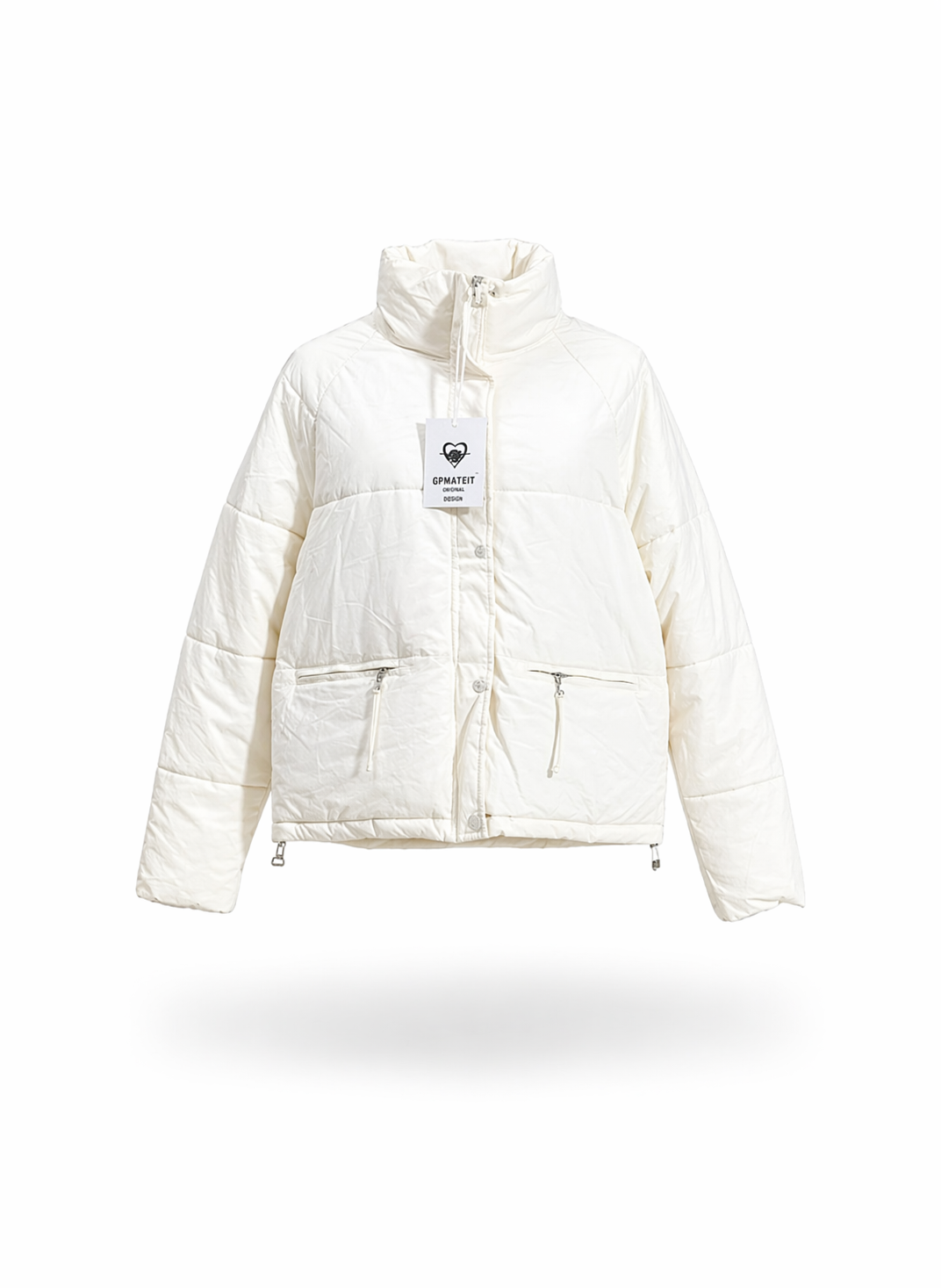 Women Off-White High-Neck Quilted Puffer Jacket