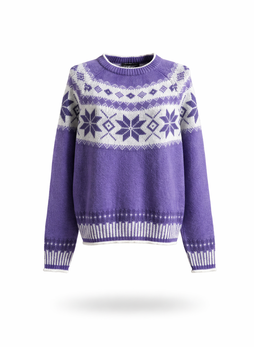 Lavender Fair Isle Snowflake Knit Sweater