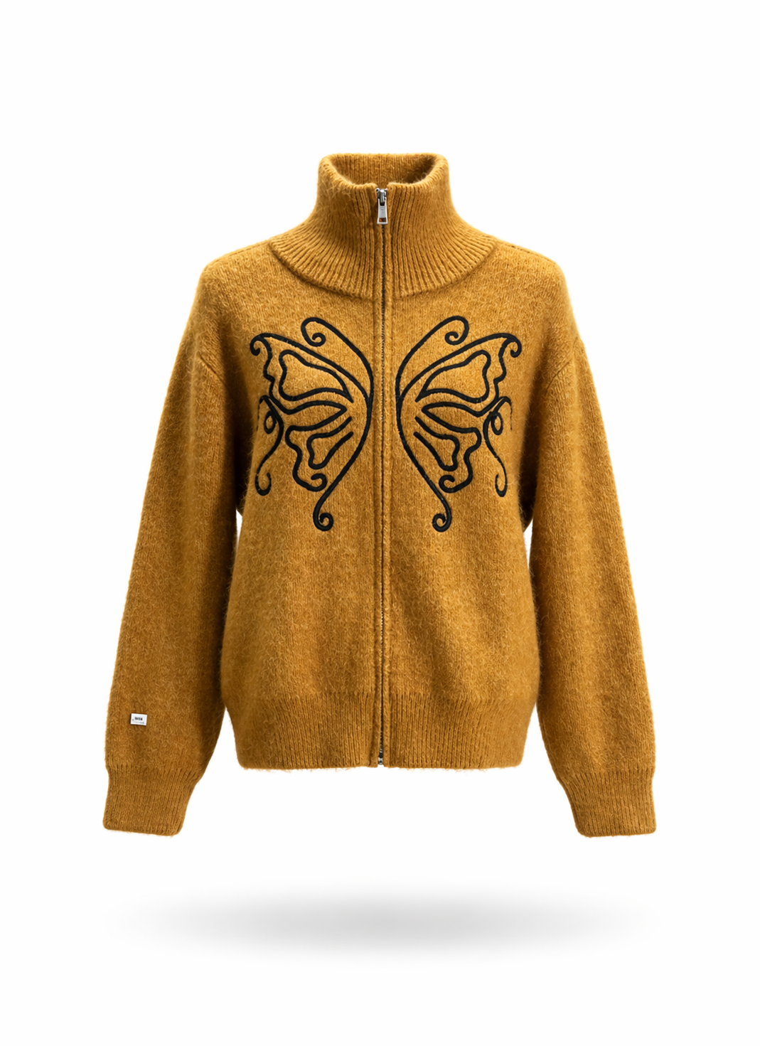 MSGM Butterfly Motif Funnel Neck Zip-Up Cardigan
