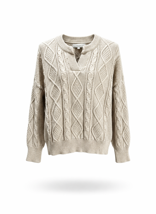 Marc O'Polo Women's Beige Intricate Cable Knit Sweater