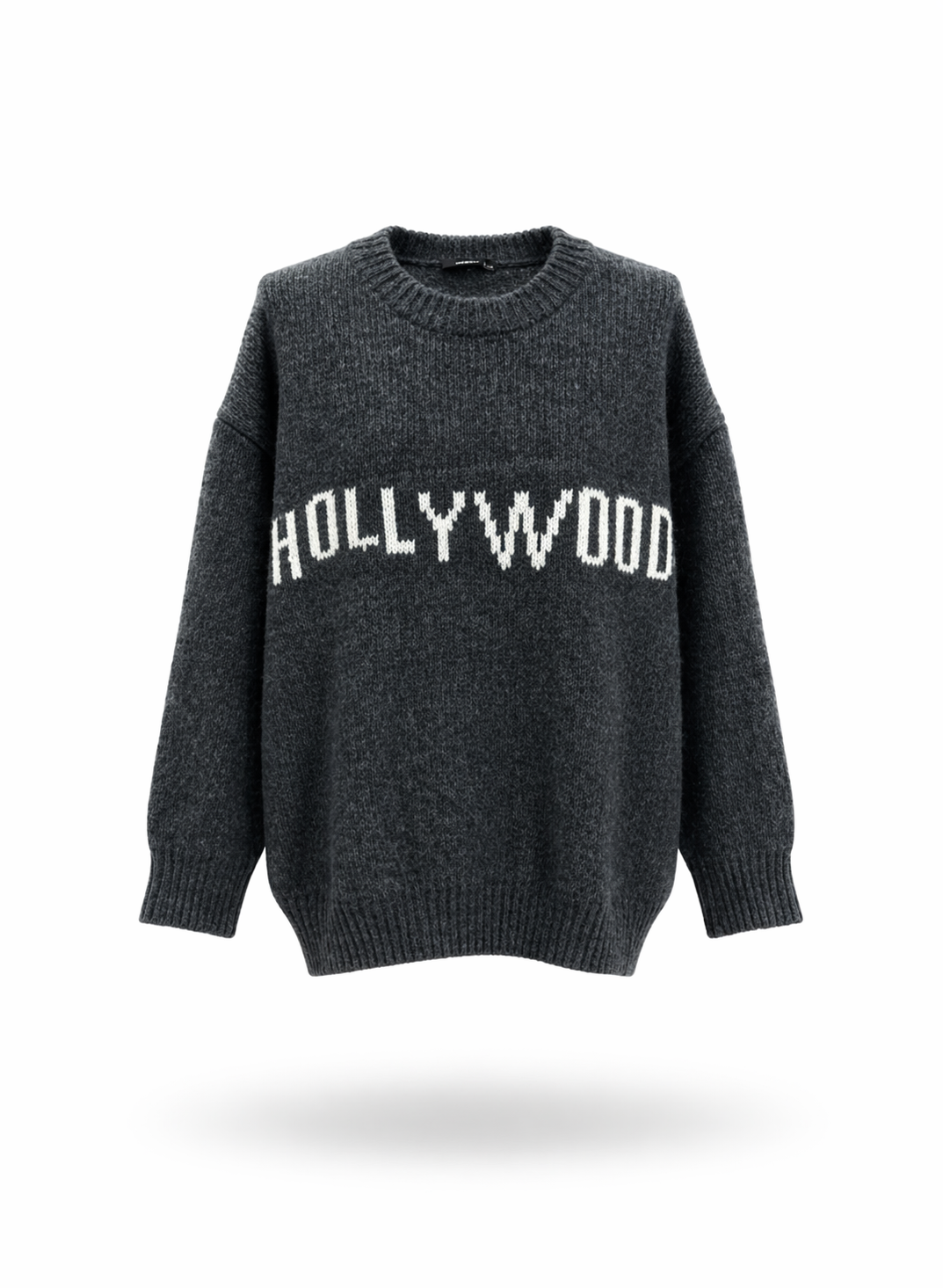 Urbanic Charcoal Grey Hollywood Graphic Knitted Oversized Sweater