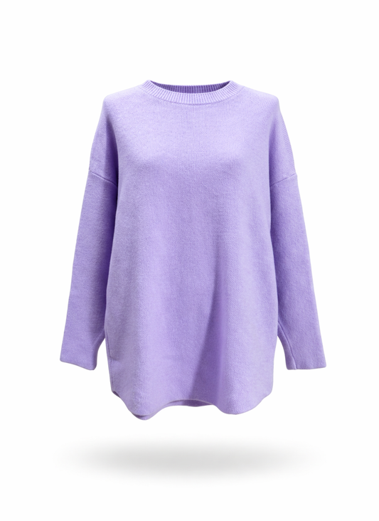 Lavender Bliss Oversized Crew Neck Knitted Sweater