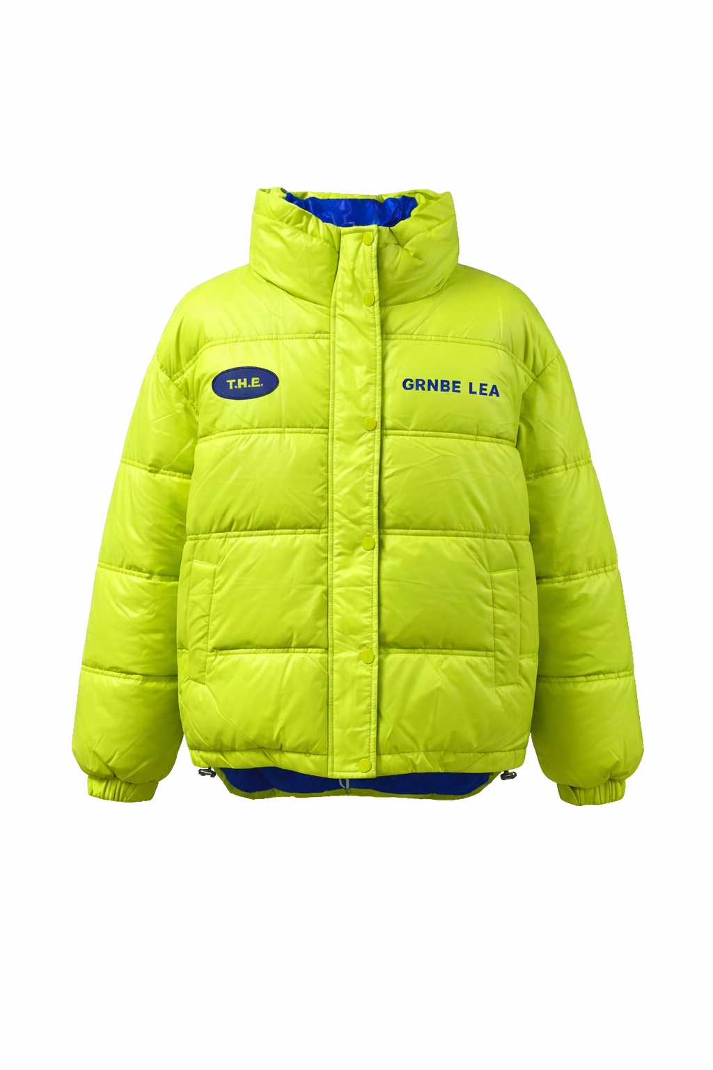 Neon Lime Quilted High-Neck Puffer Jacket