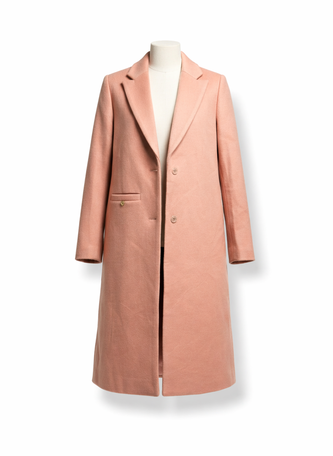 Pastel Elegance Wool-Blend Longline Overcoat