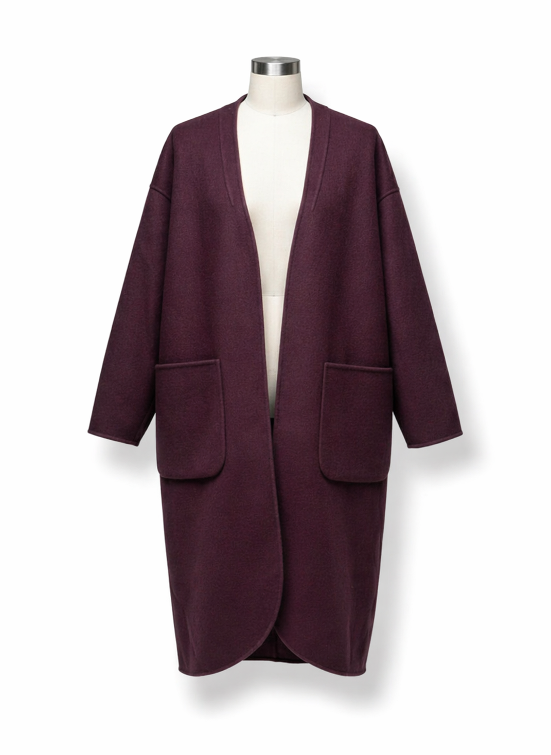 Women Plum Open-Front Oversized Longline Coat
