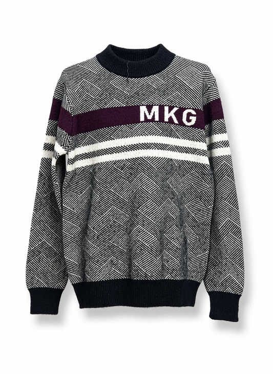 MKG Mens Geometric Textured Knit Pullover Sweater