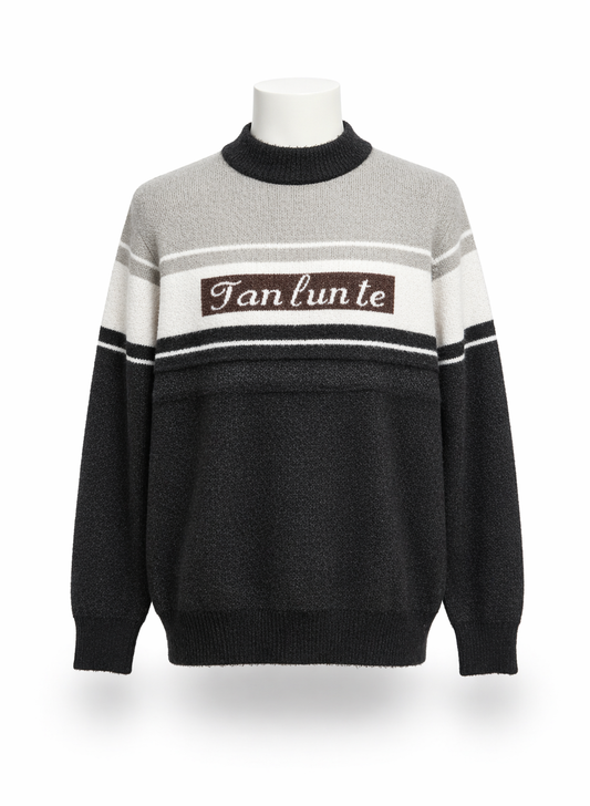 Tan Lun Te Men's Color-Block Striped Knitted Pullover Sweater