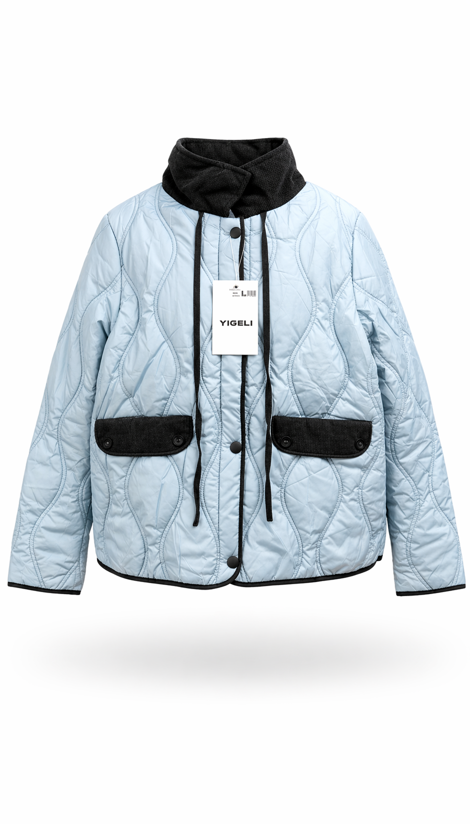 YIGELI Women Wavy Quilted Light Blue Winter Jacket