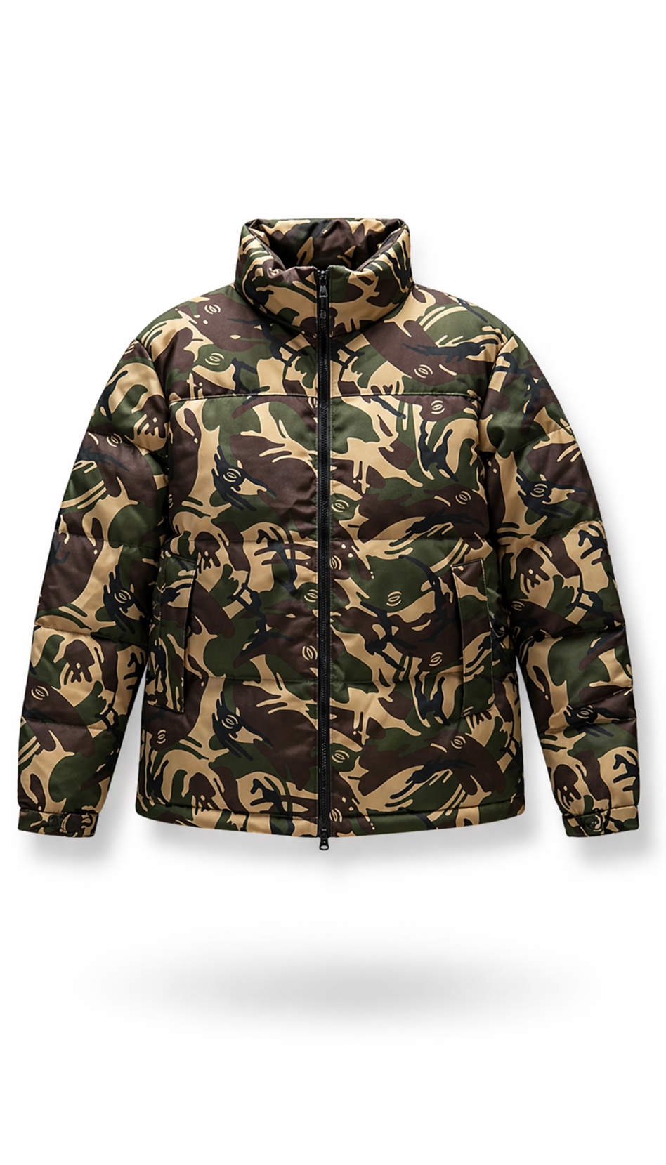 Men's Streetwear Camouflage High-Neck Quilted Puffer Jacket