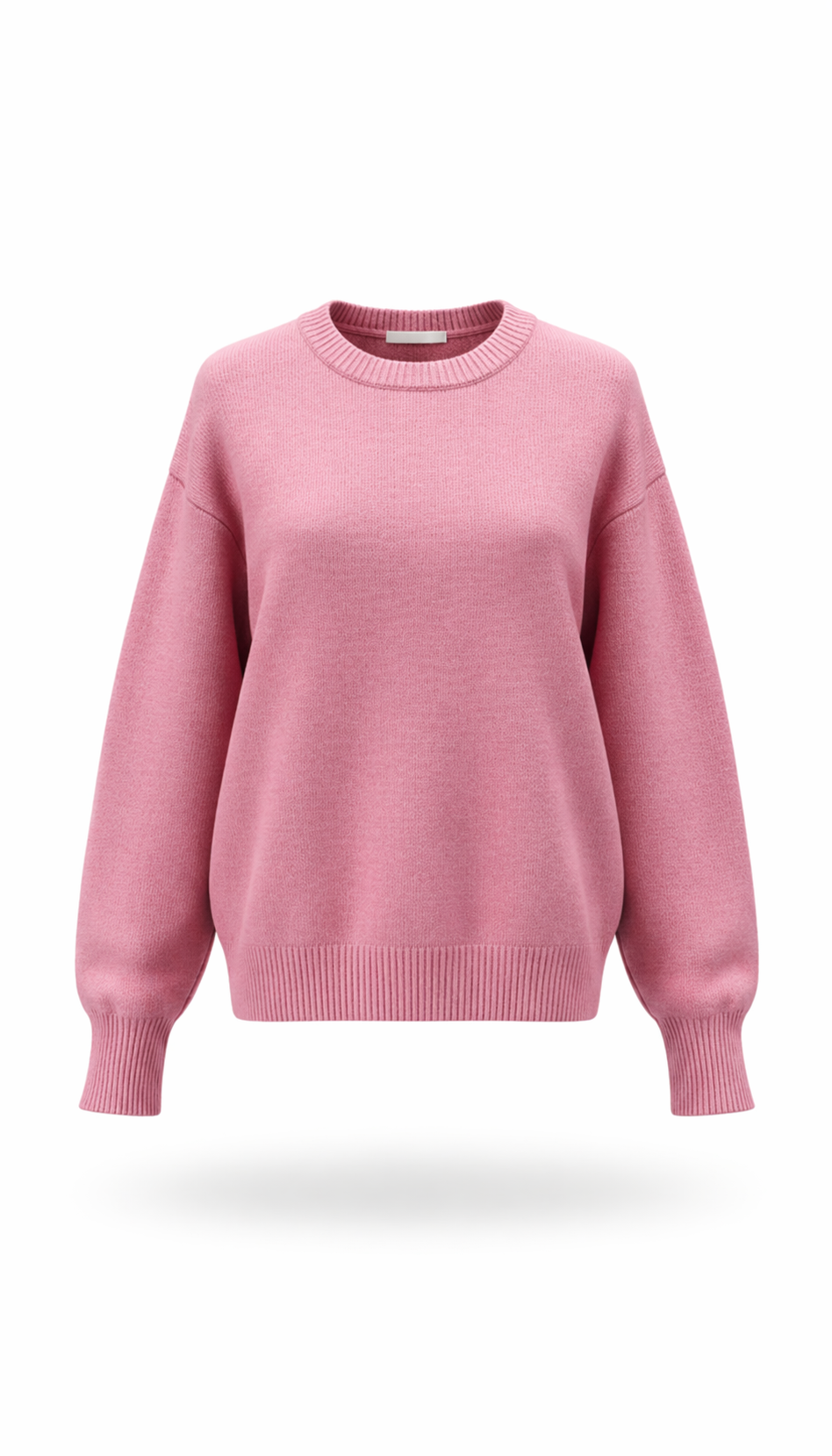 Rose Pink Oversized Crew Neck Knit Sweater