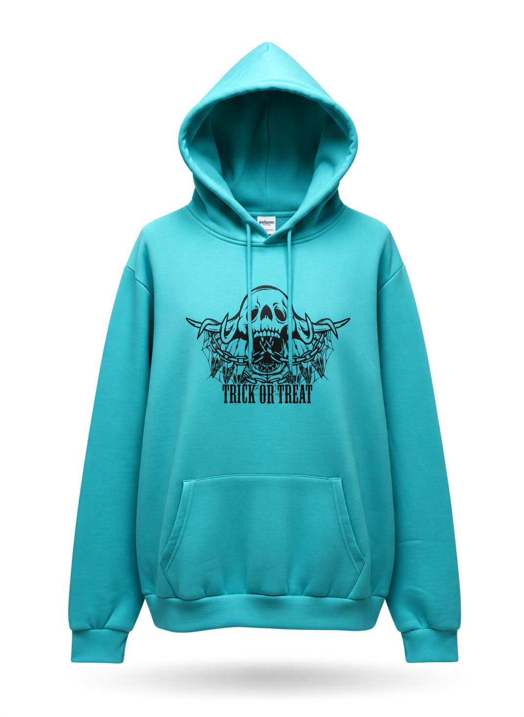 Men's Teal Graphic Skull Trick or Treat Hoodie